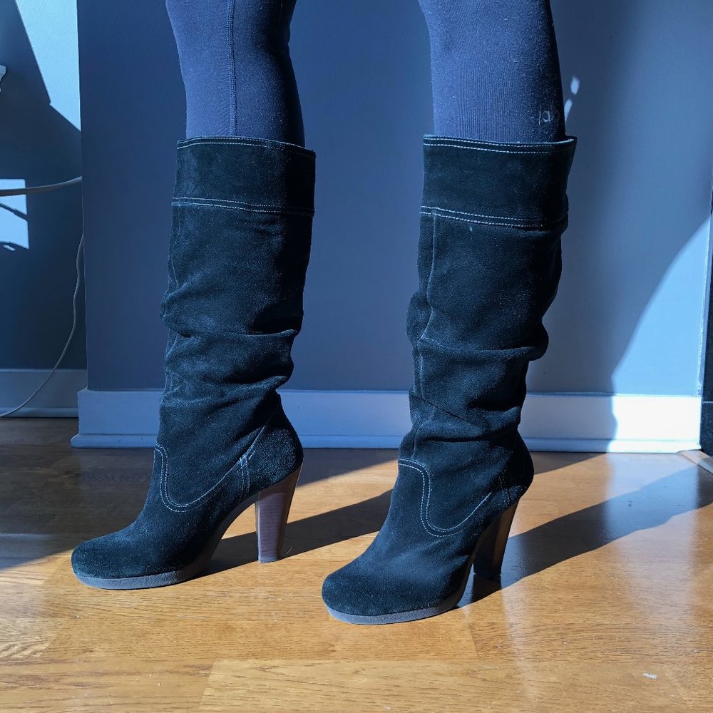 Michael Kors Tall Black Suede heeled boots